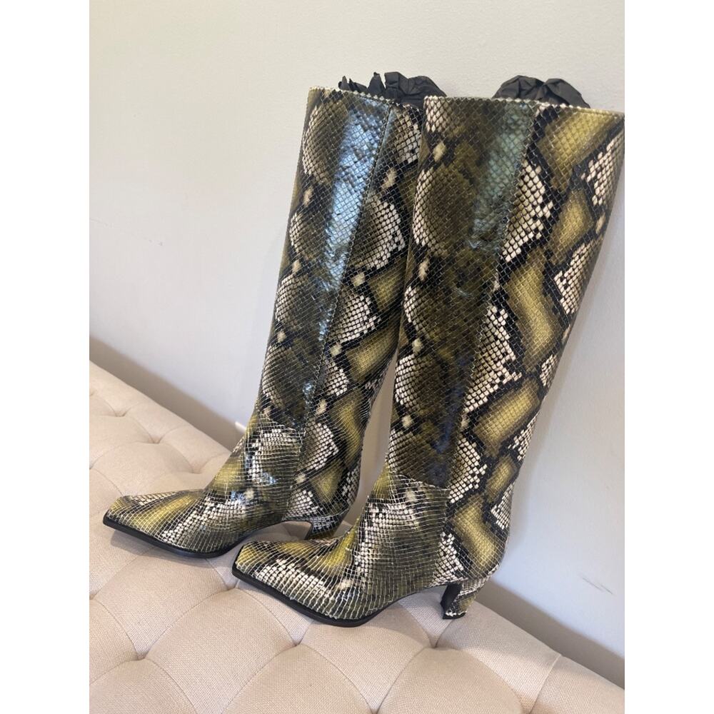 Roberto Cavalli Snakeskin Print Knee High Leather Boots US 10 EU 40 NWT $1720 - Picture 8 of 10